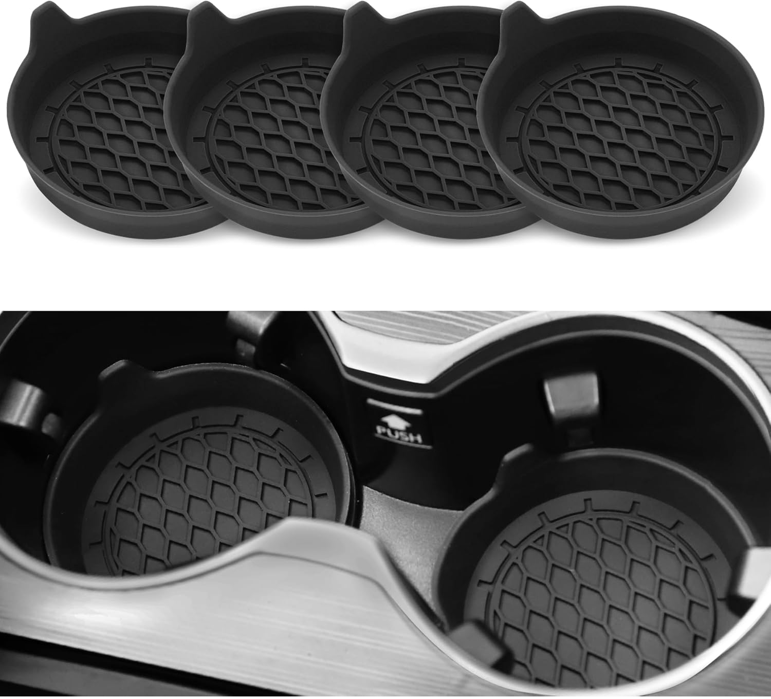 4-Pack Silicone Car Cup Holder Coasters – Universal Non-Slip Car Interior Accessories