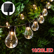 Solar Powered Retro Bulb String Lights – Warm White LED Outdoor Garden & Party Lighting