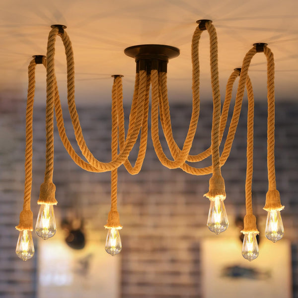 6-Head Spider Chandelier Pendant Light, Adjustable Industrial Ceiling Lamp