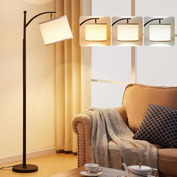 Modern Gold Standing Lamp with Adjustable Shade & Bulb