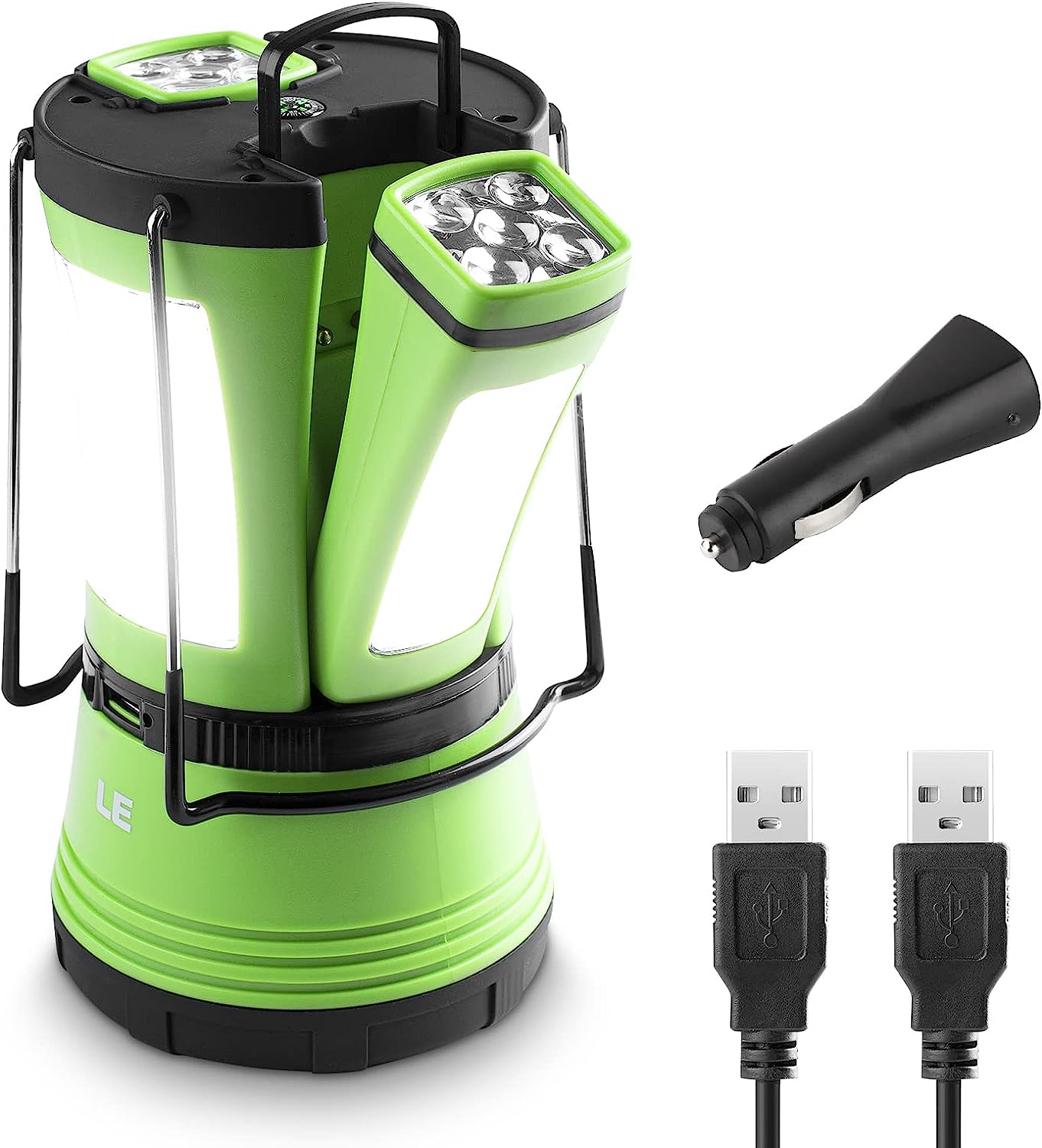 3-in-1 Camping Lantern with 2 Detachable Torches, 600 Lumen, Rechargeable/Battery Powered, Outdoor Light for Tents and Power Cuts