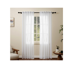 White Voile Sheer Curtains 84 Inch Drop – 2 Panels Rod Pocket Window Drapes