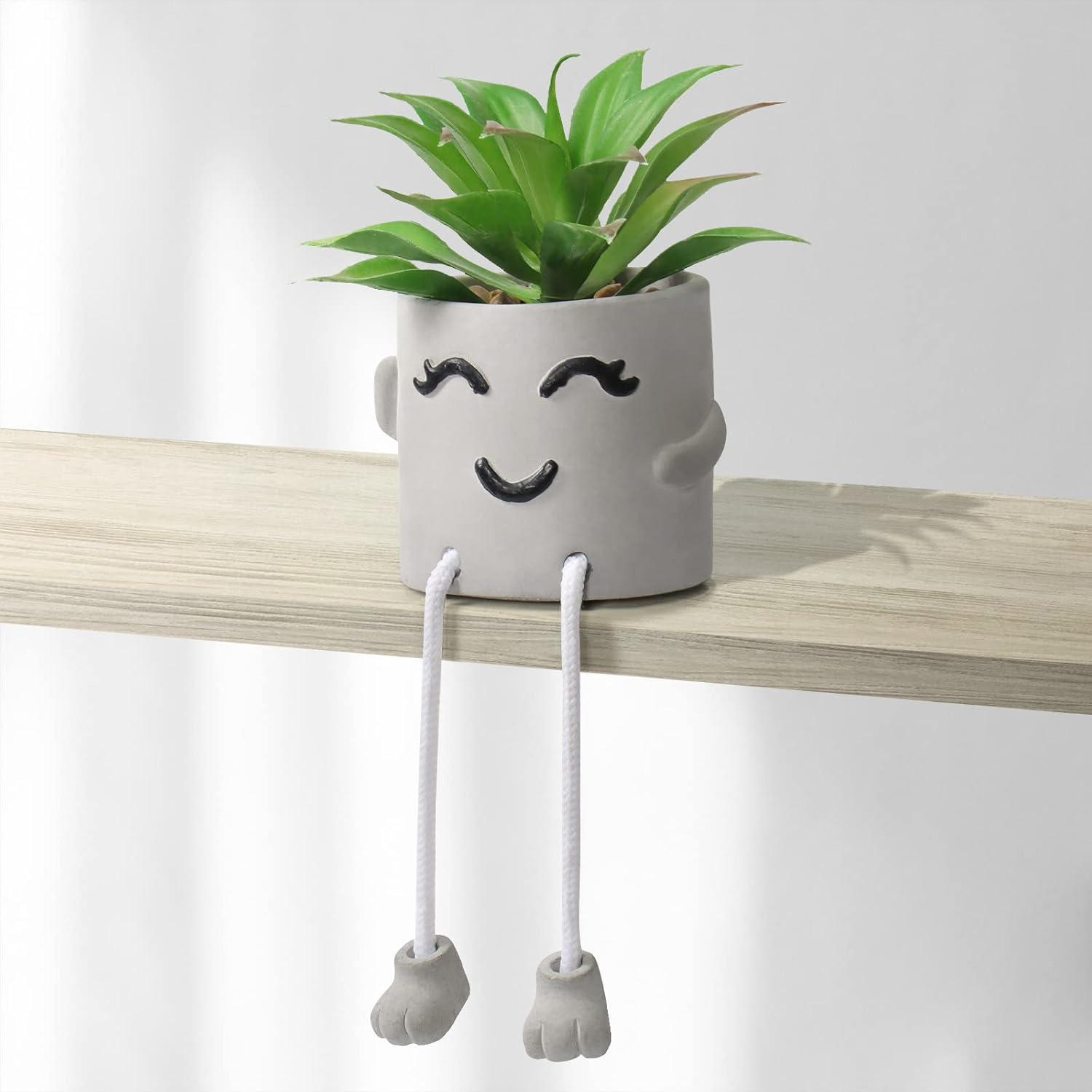 Dremisland Small Artificial Plants in Cement Pots – Mini Fake Succulent Décor