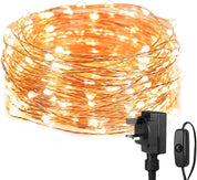 10M Plug-In Copper Fairy Lights – Warm White, Waterproof