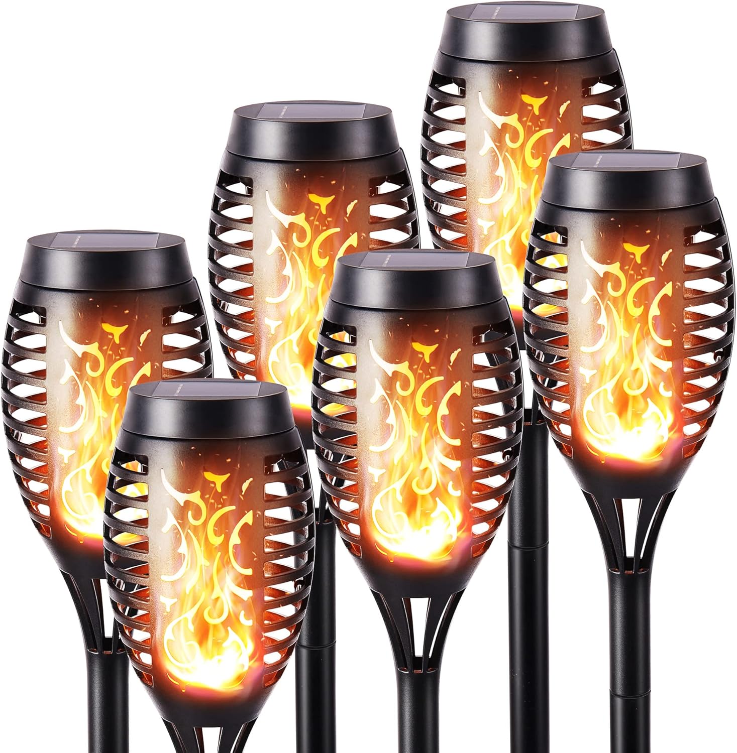 6 Pack Solar Flame Torch Lights – Waterproof Outdoor Garden & Pathway Decor