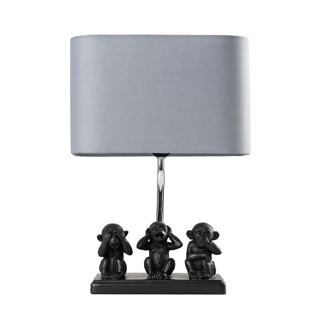 Animal Table Lamp Three Wise Monkeys Light Large Lampshade Shade LED Light Bulb