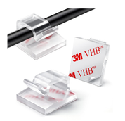 100PCS Transparent Cable Clips – Self Adhesive Wire Holders for Desk & Wall Organisation