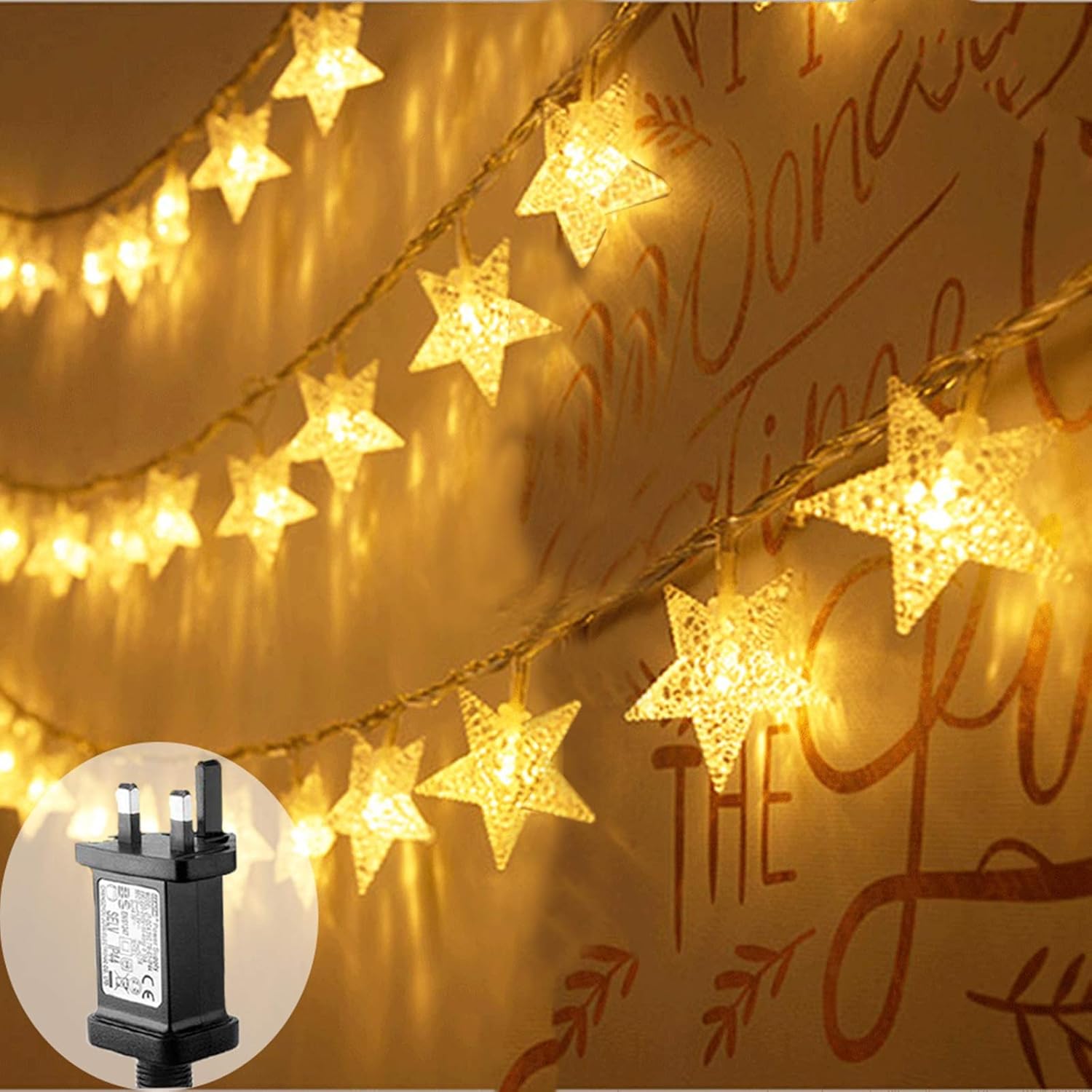 33ft Star Fairy Lights, 100 LEDs, 8 Modes, Plug-in