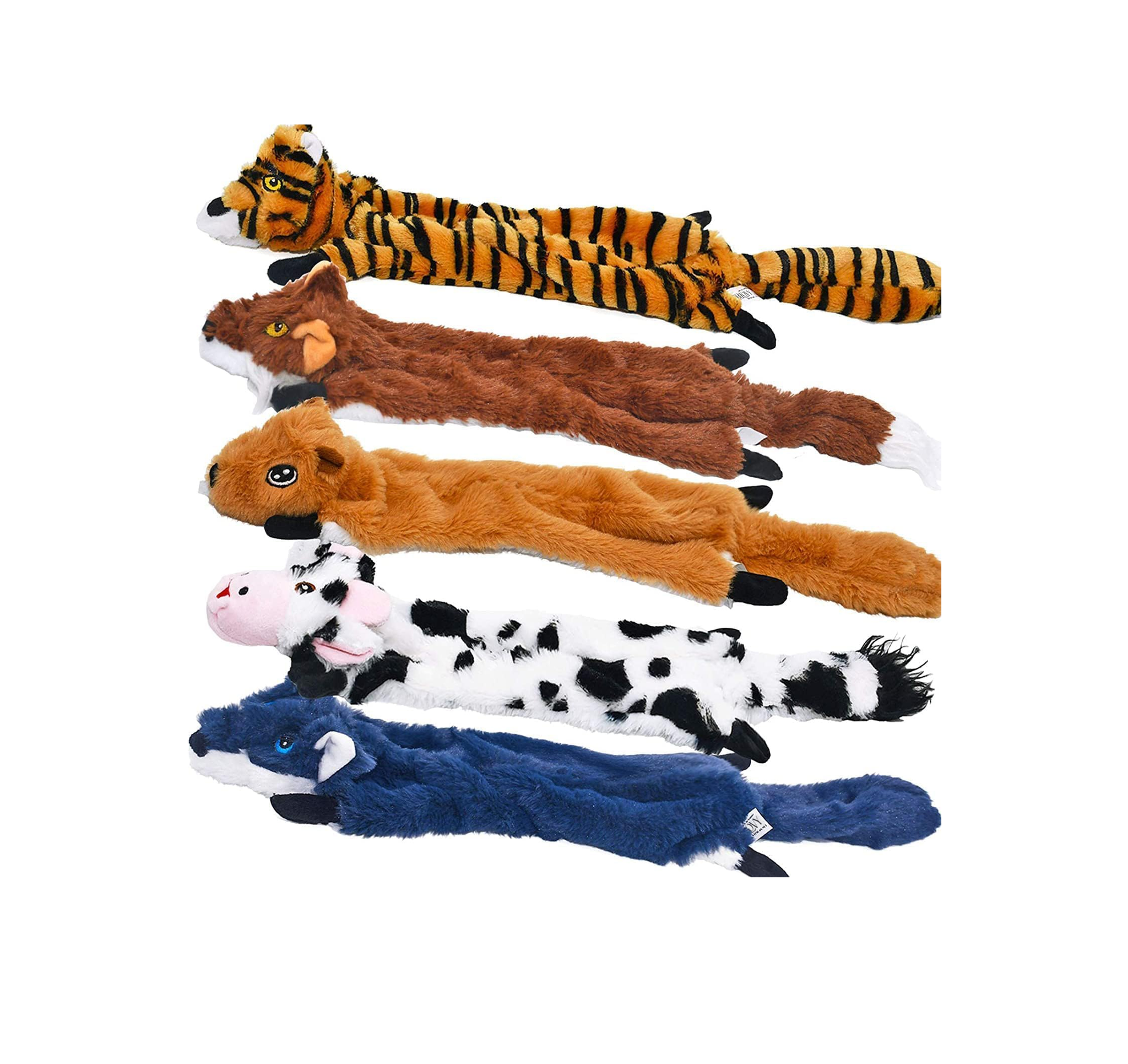 Dog Squeaky Toys 5 Pack – No Stuffing Plush Crinkle Chew Toys for Medium & Large Dogs