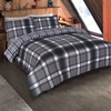 Dreamscene Brushed Cotton King Duvet Cover Set – Reversible Aspen Check Grey