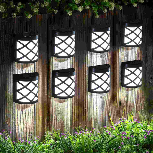 Solar Fence Lights Outdoor 4 Pack Waterproof LED