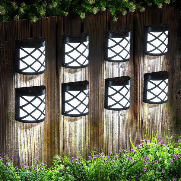 Solar Fence Lights Outdoor 4 Pack Waterproof LED