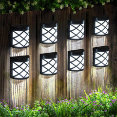 Solar Fence Lights Outdoor 4 Pack Waterproof LED