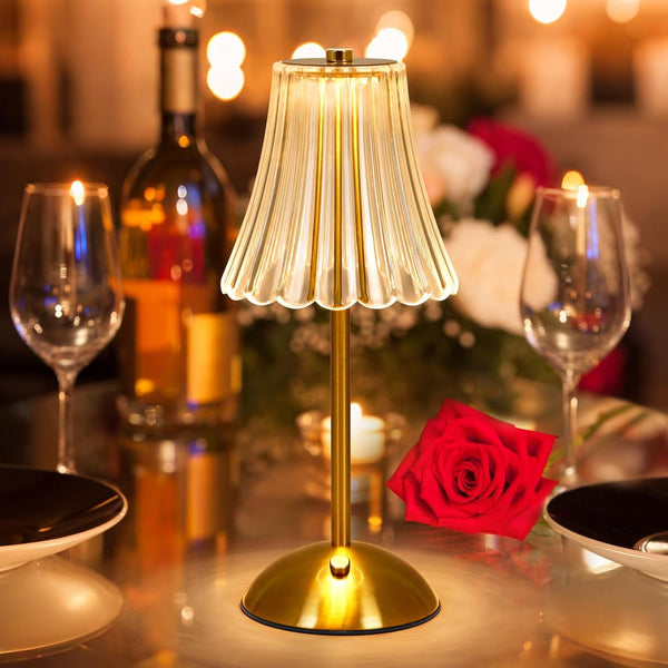 Rechargeable Crystal Lamp, Dimmable Touch Bedside Light