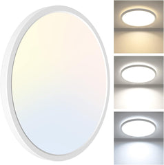 24W LED Bathroom Ceiling Light, 2100LM, 3 Color Temperatures, 22cm Ultra Thin Round Light