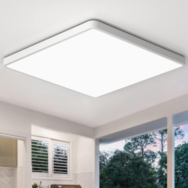 12 Inch Square LED Ceiling Light - 18W, 6000K White, Ultra-Thin Lighting Fixture for Bathroom, Office