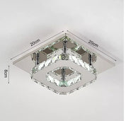 Modern Square Chrome Crystal LED Ceiling Light Lamp Fitting Pendant Chandelier