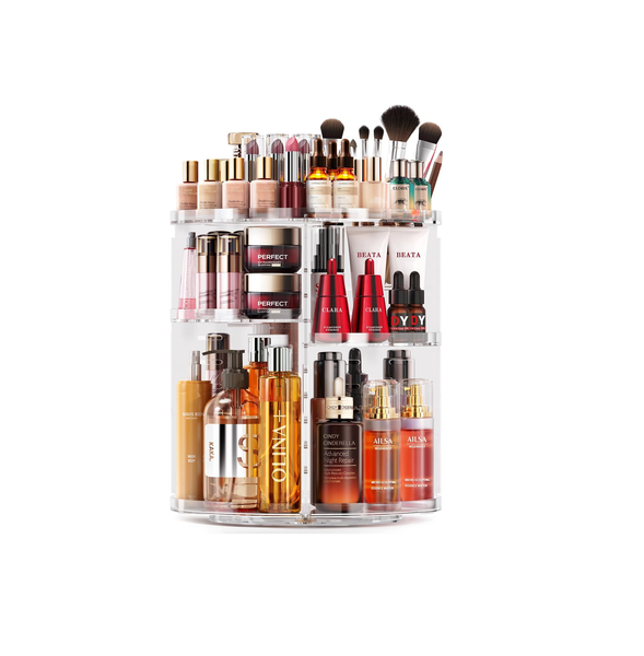 9-Tier Rotating Makeup Organizer, 360° Adjustable Large Capacity Cosmetic Stand