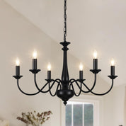 6-Light Black Chandelier – E14 Ceiling Light for Living Room, Dining, Bedroom, Kitchen