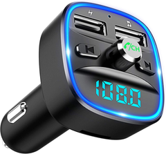 Bluetooth FM Transmitter for Car – Wireless Radio Adapter with Hands-Free Calls & LED