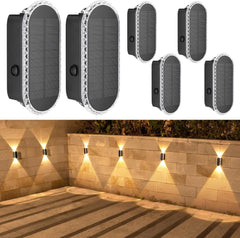 6 Pack Solar Fence Lights Outdoor – Up & Down Wall Lamps