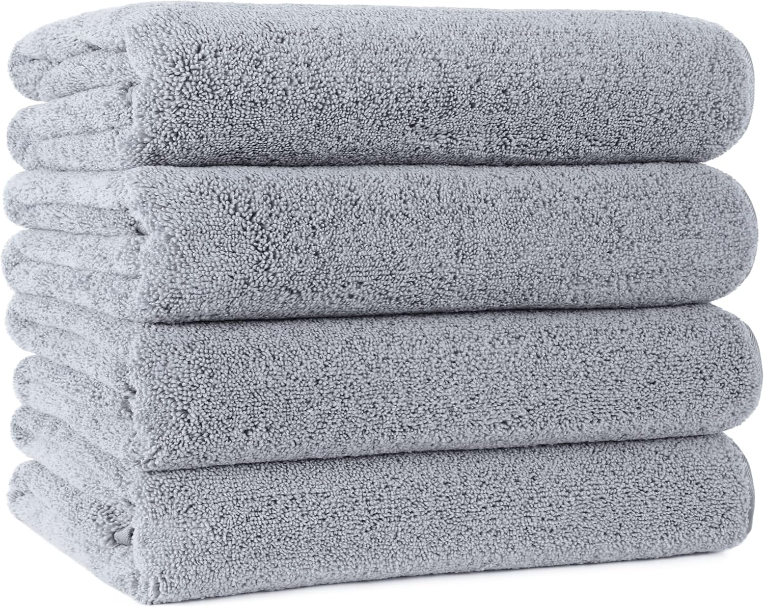 POLYTE Microfibre Bath Towels 4-Pack – Quick Dry, Lint-Free, 76x145cm, Grey