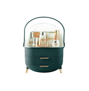 Dustproof Makeup Organizer Box with Lid – Skincare & Jewelry Storage (Green)