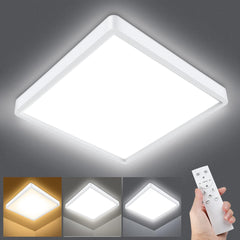 LED Ceiling Light Dimmable, 24W 2200LM Square Flush Mount Ceiling Lamp with Remote Control,3000K-6000K Brightness Adjustable