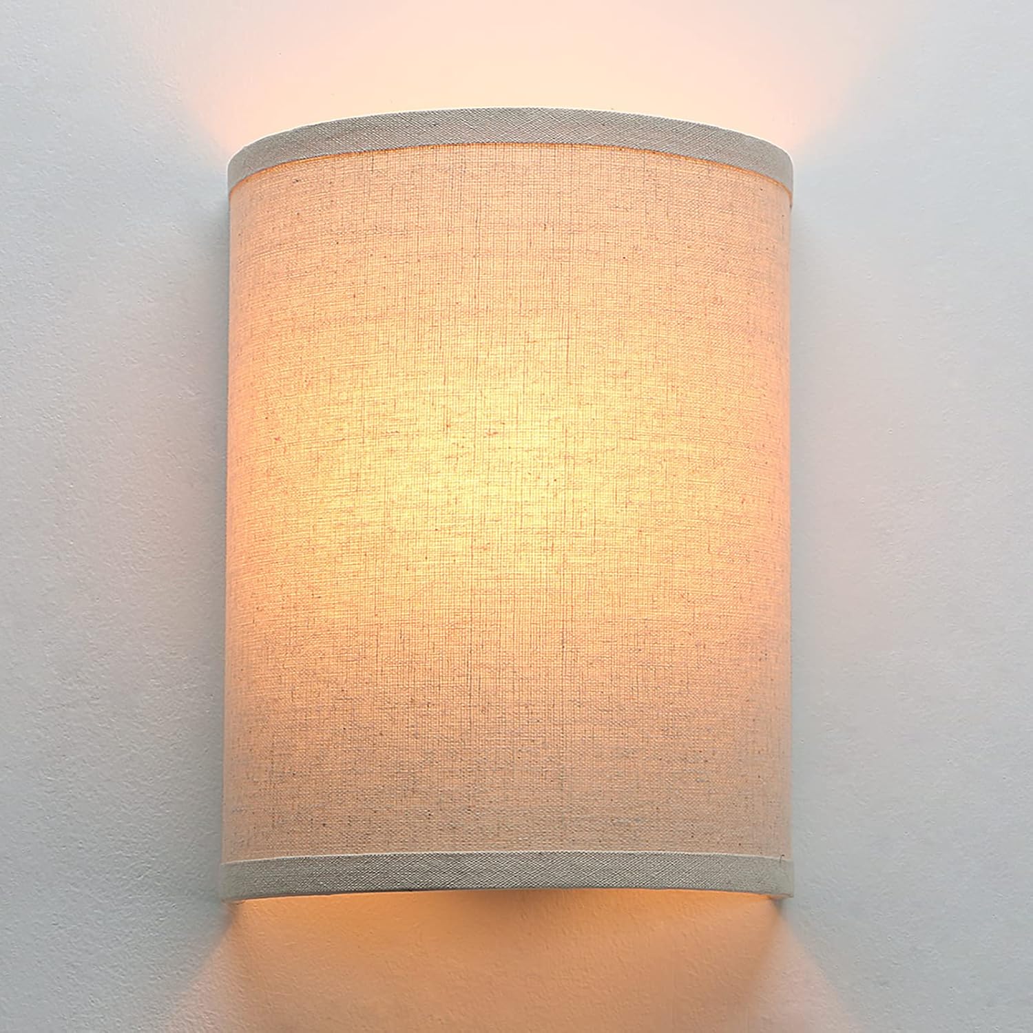 Vintage Industrial Wall Sconce with Linen Fabric Shade