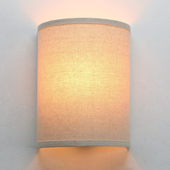 Vintage Industrial Wall Sconce with Linen Fabric Shade