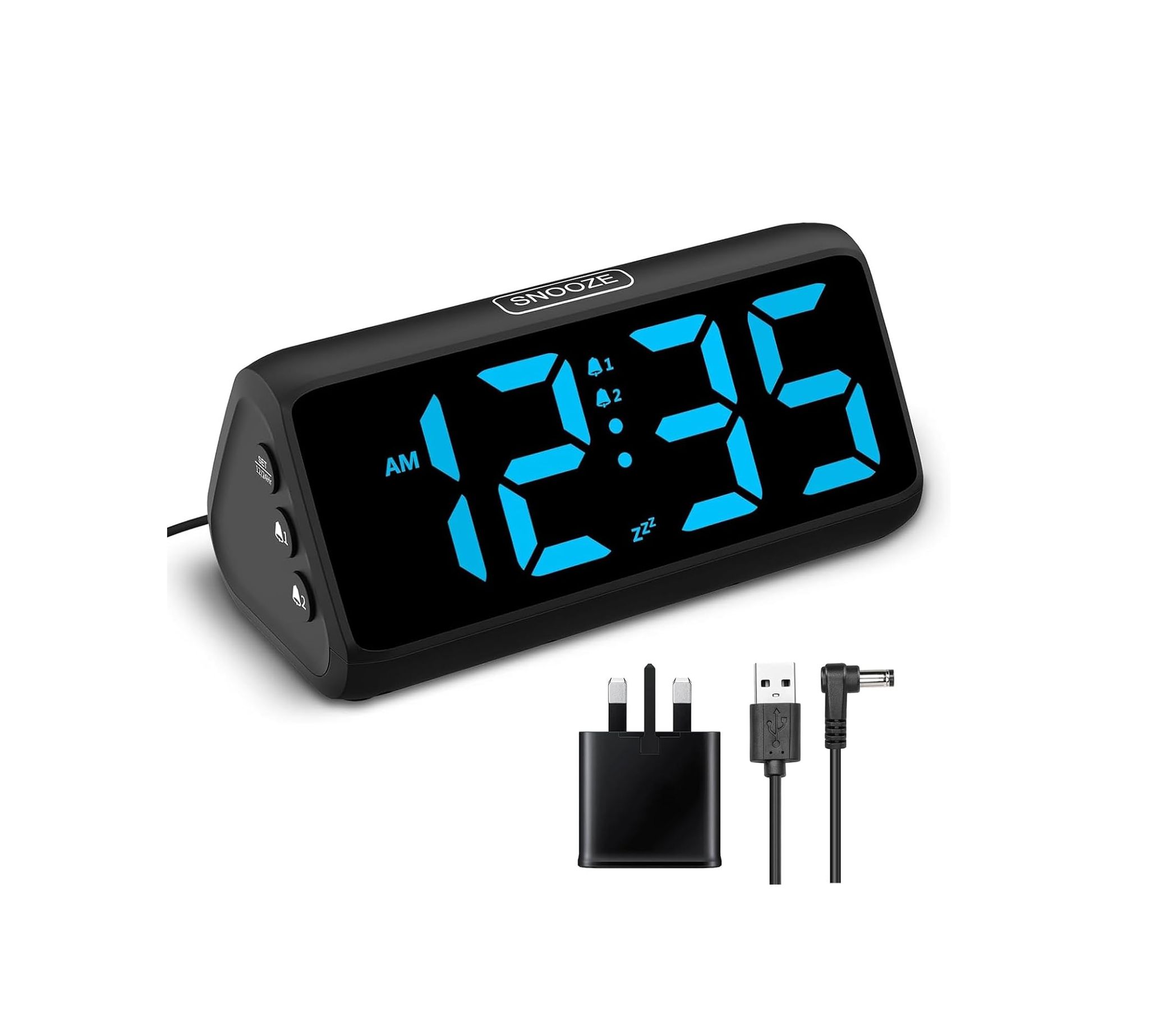 Digital LED Alarm Clock with Dual Alarms, 5 Dimmers, 4 Volumes & Power Memory