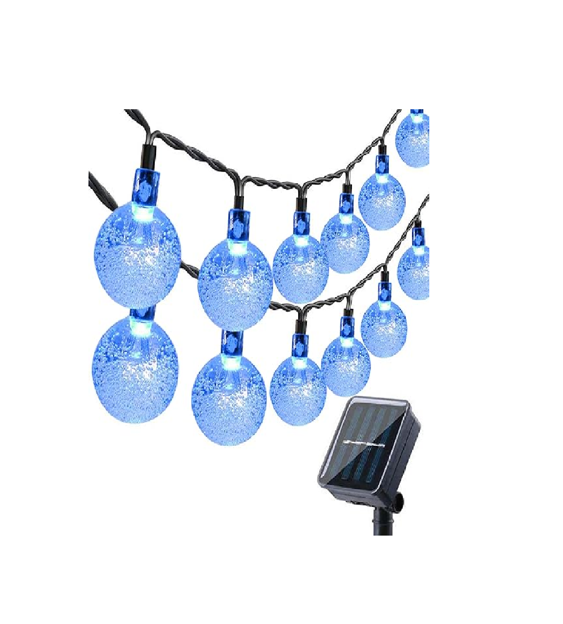 60 LED Solar Crystal Ball String Lights, 36ft White