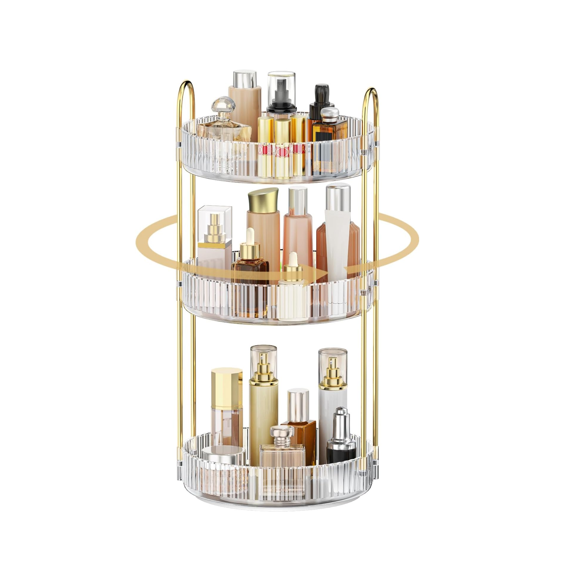 360 Rotating 3-Tier Makeup Organizer Large Cosmetic Storage Stand