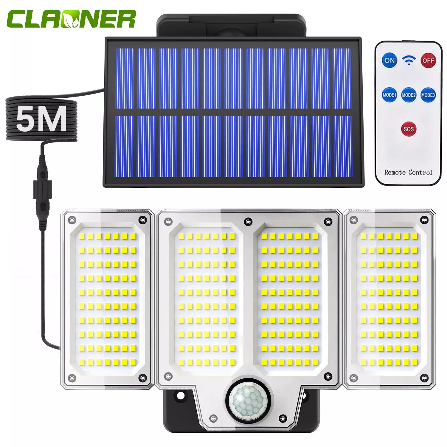 280 LED Solar Motion Sensor Outdoor Wall Light