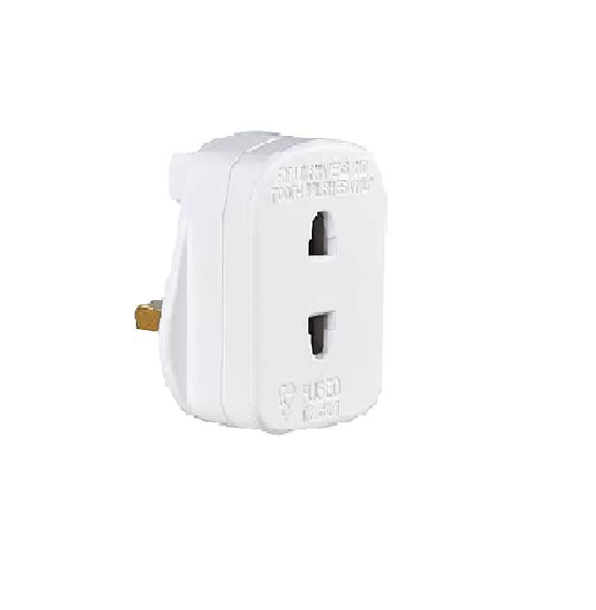 Universal Electric Shaver Adaptor Plug – UK 2 Pin to 3 Pin Converter, White