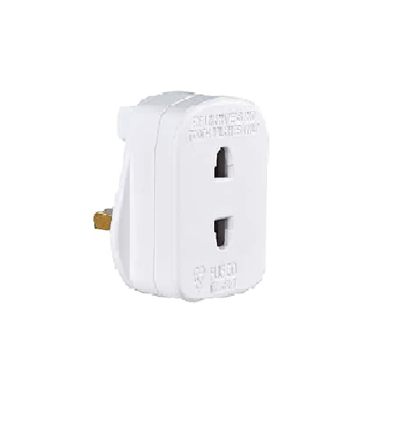 Universal Electric Shaver Adaptor Plug – UK 2 Pin to 3 Pin Converter, White