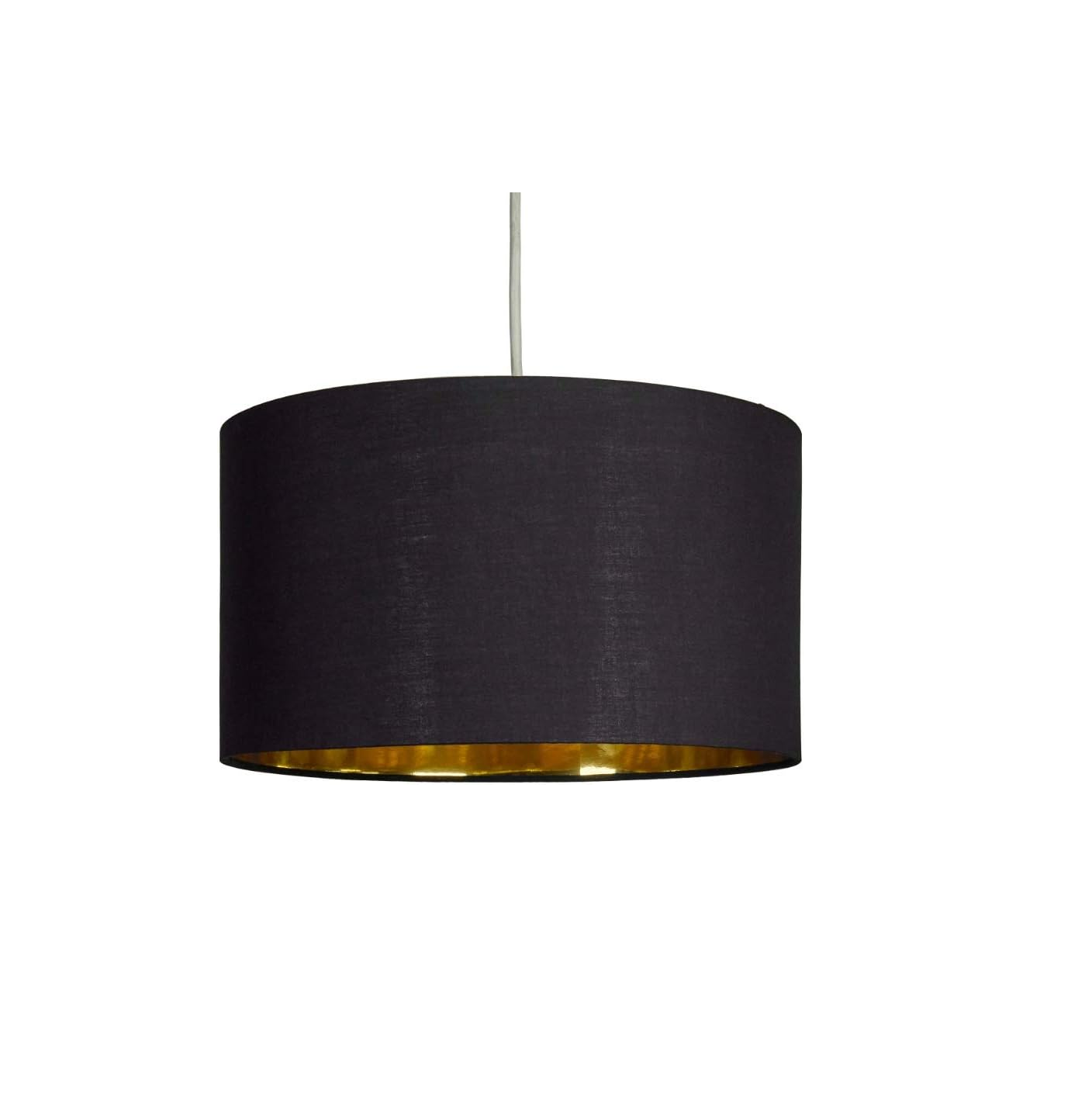 Large Modern Black and Gold Drum Light Shade, Pendant Lights, Home Décor & Improvement Essential