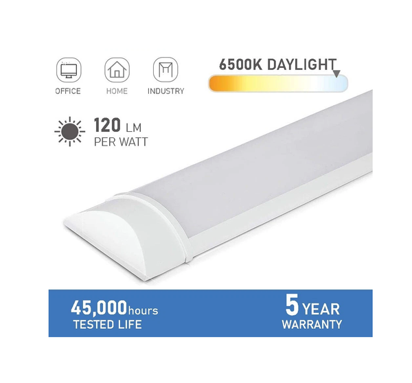 LED Batten Light 6500K Daylight Fluorescent Strip Light Slim Fitting