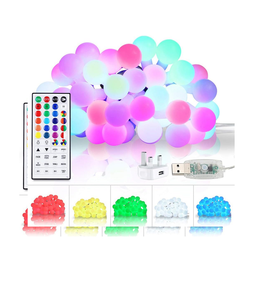 24 Colours Globe String Lights USB Plug with Remote