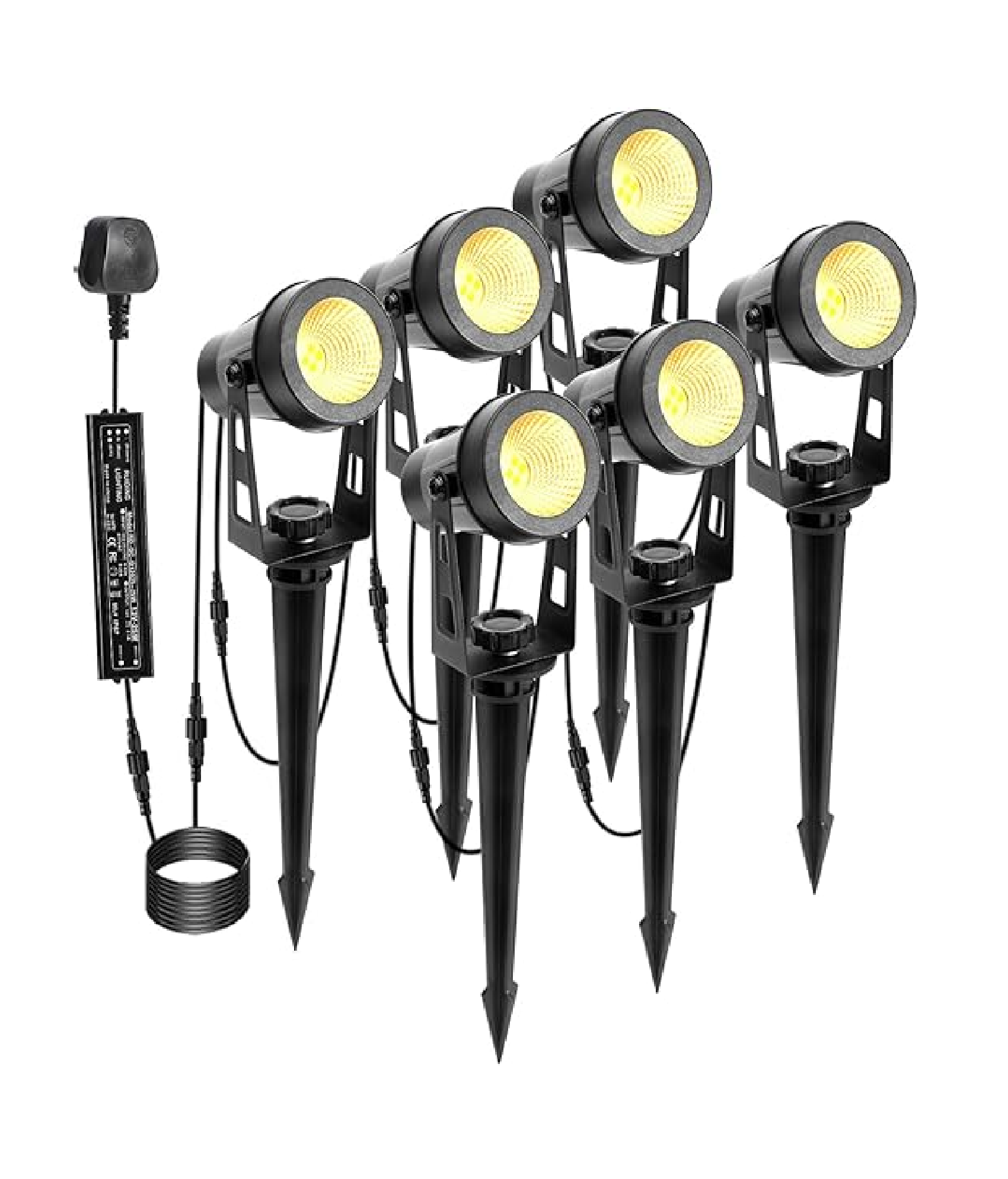 18 W Mains Powered Garden Spotlights – 6 Warm-White LEDs
