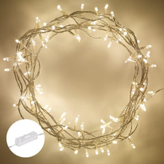 Indoor Fairy Lights 100 Warm White LEDs on 8m of Clear Cable Rocker Switch Plug in