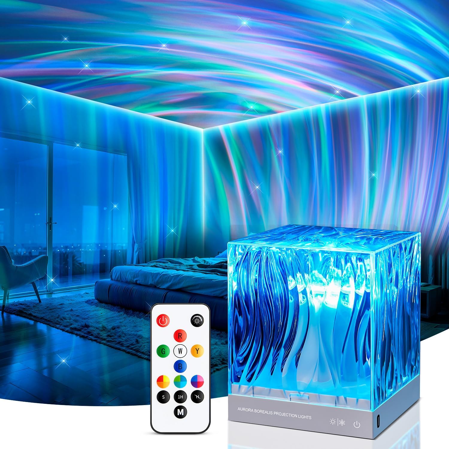 Aurora Galaxy Projector Light with Remote and Timer