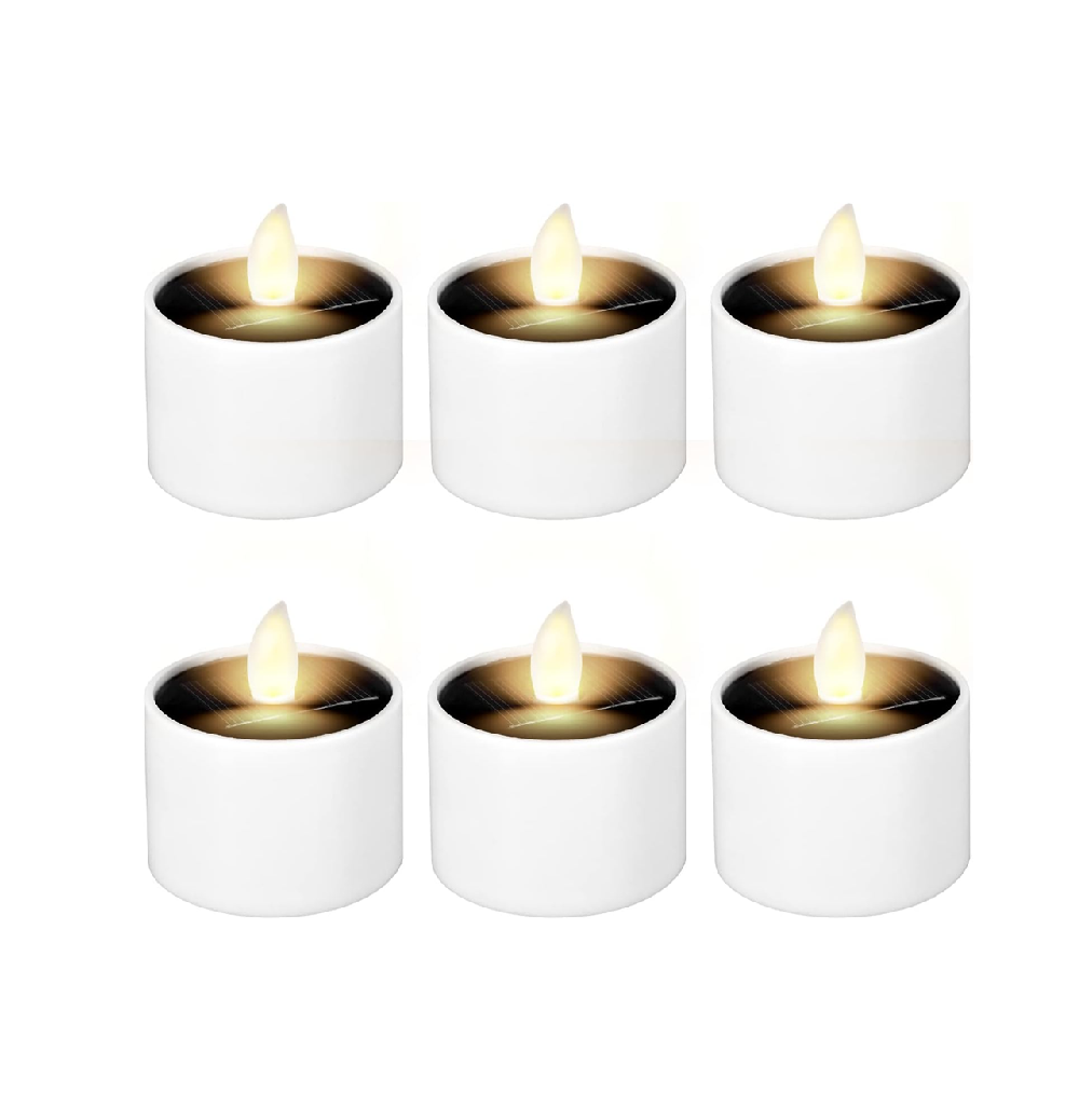 6 Pack Solar LED Flameless Tea Lights Waterproof