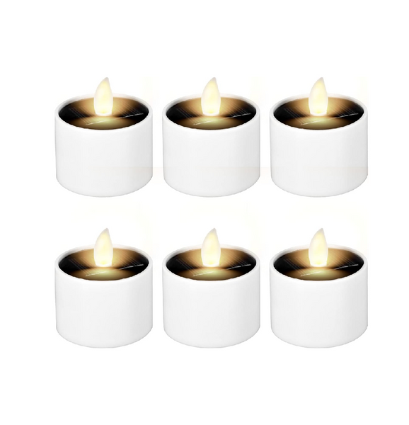 6 Pack Solar LED Flameless Tea Lights Waterproof