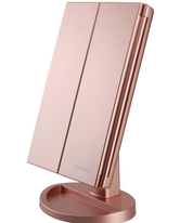 DeWEISN Lighted Makeup Vanity Mirror – 21 LED, 3X/2X/1X Magnification, Rose Gold