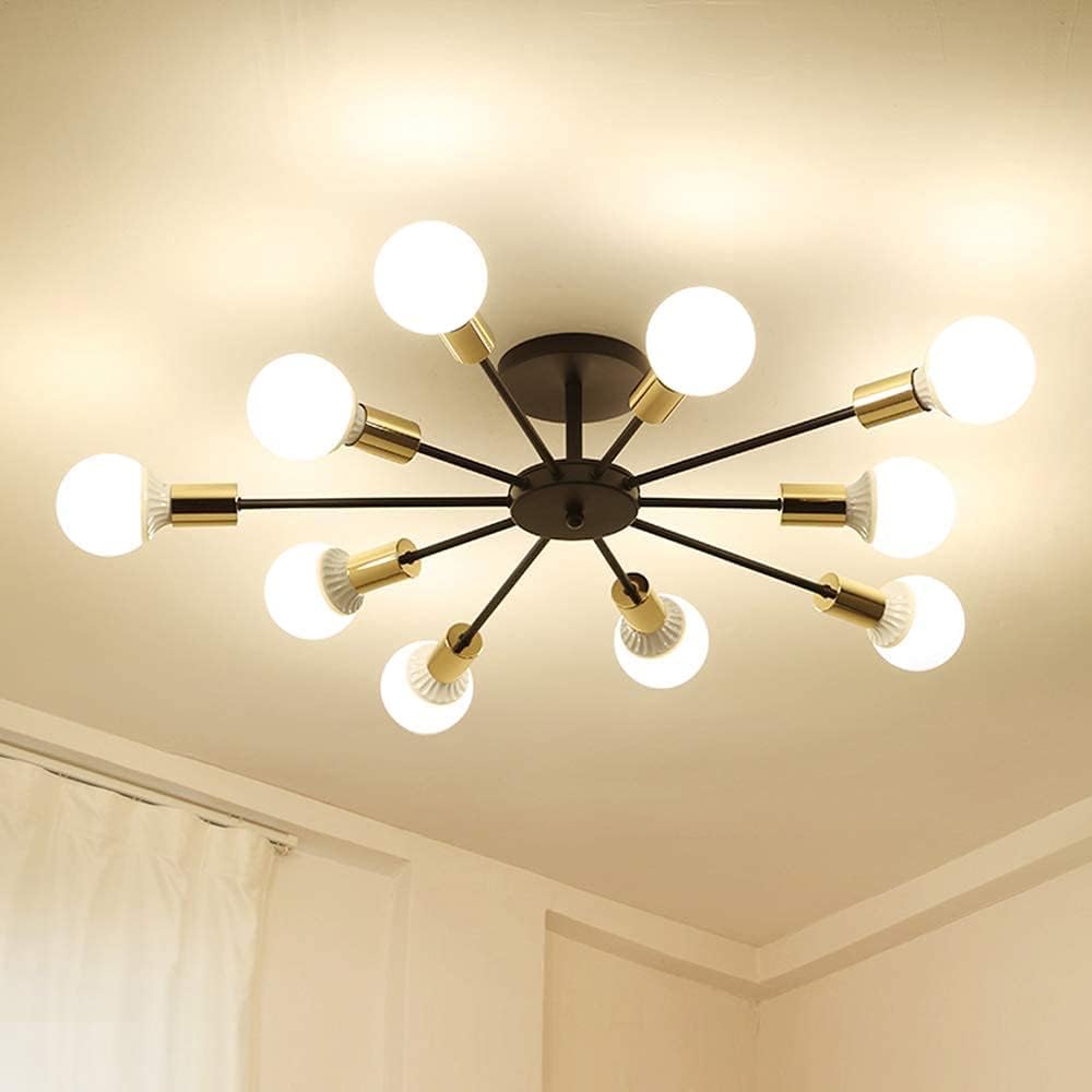 Sputnik Ceiling Light – 10-Light Matte Black Flush Mount Fixture