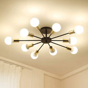 Sputnik Ceiling Light – 10-Light Matte Black Flush Mount Fixture