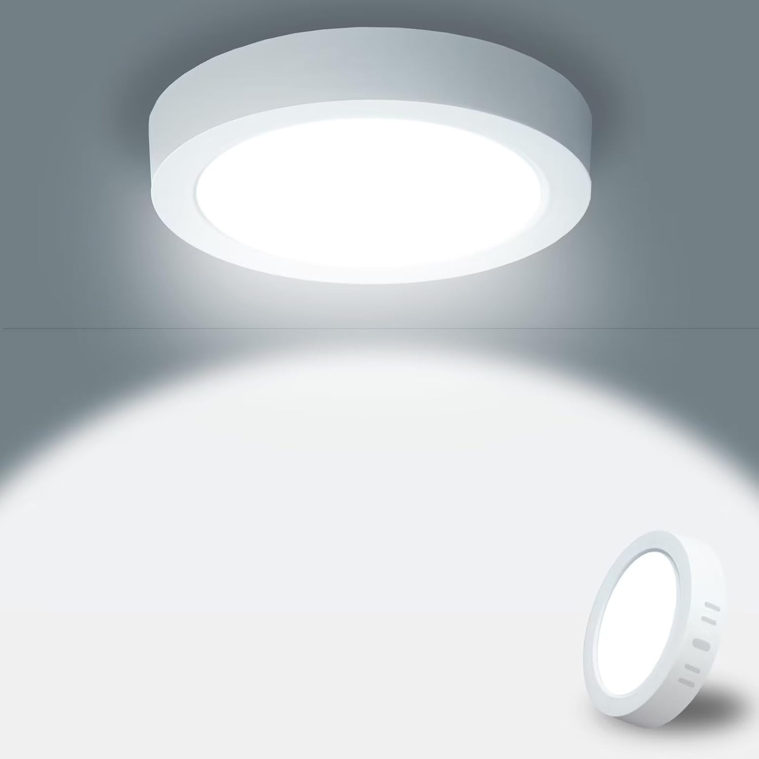 Waterproof 15W Round LED Flush Mount Ceiling Light, 100W Equivalent for Bathrooms