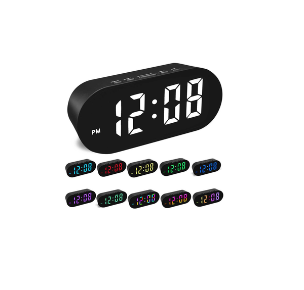 Simple Digital Alarm Clock with Large LED Display, 7 Brightness & Night Mode