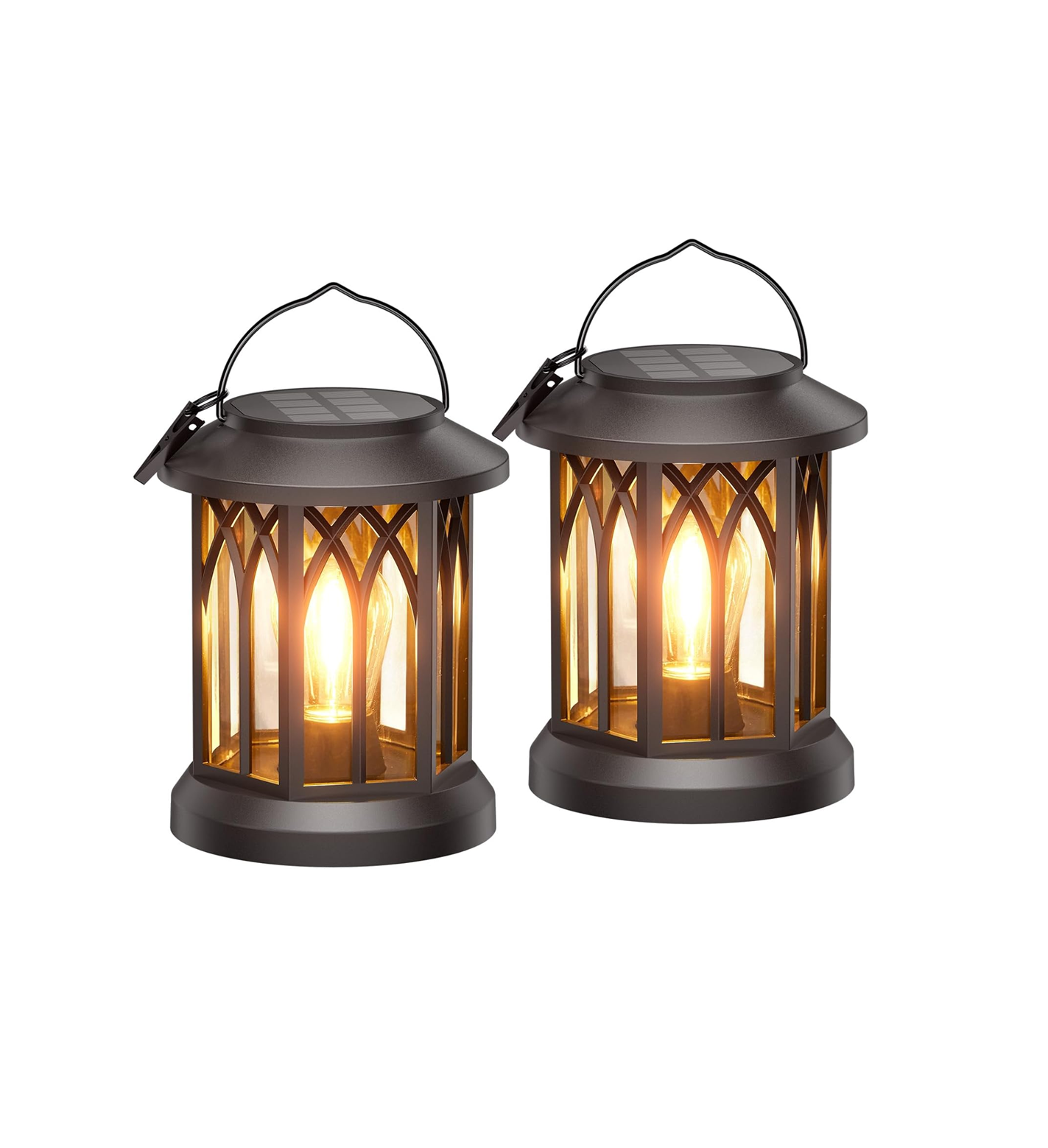 2 Pack Solar Hanging Lanterns – Outdoor Waterproof Garden Lights